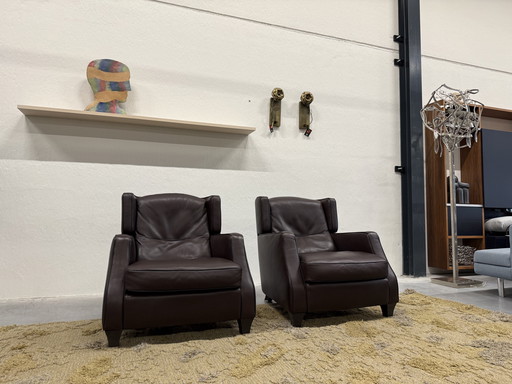 2 Natuzzi Amadeus Sessel, braunes Leder