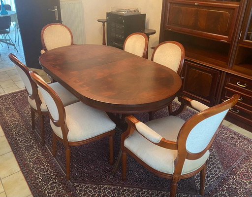 Set di 6 sedie in mohair e mogano