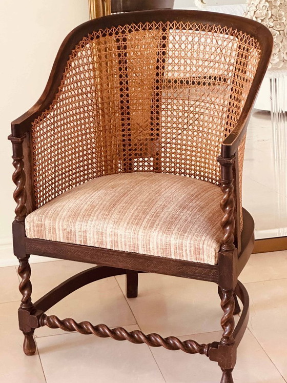 Image 1 of Poltrona bergère con struttura a rete, sedia da ufficio antica