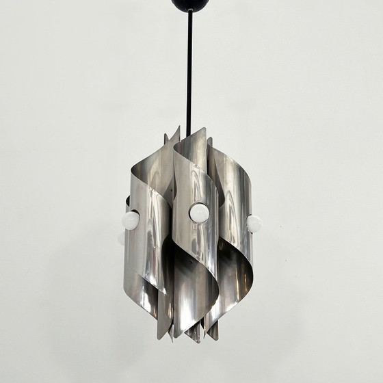 Image 1 of Spiralförmiger, verchromter Kronleuchter im Weltraum-Stil, 1970er Jahre