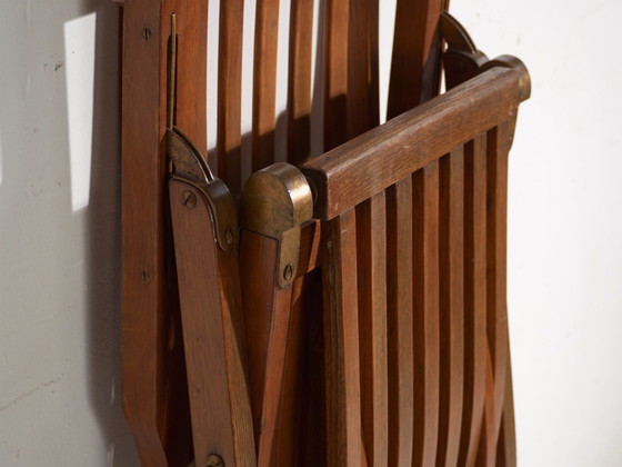 Antique Oak Deck Chair (Steamer Chair), Europe, circa 1920, Chaise longue, Brass, Brown, Rustic (photo 15 of 15)