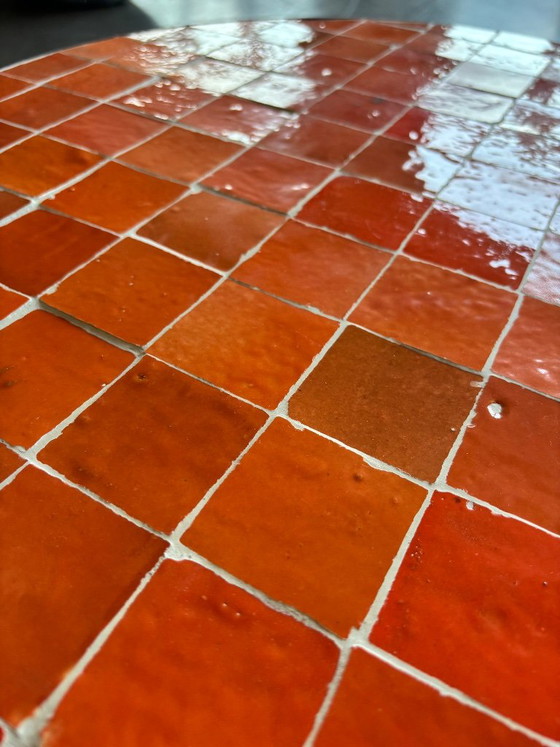 Handmade Moroccan Zellige Coffee Table – Orange – 60 cm – Iron (photo 5 of 6)