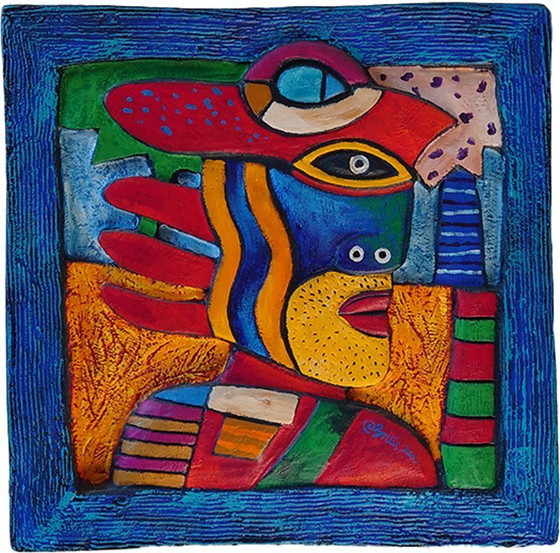 Image 1 of Clemens Briels - Rare wall plaque: "Yellow Beard of Vegas" - Signed & Certificate!