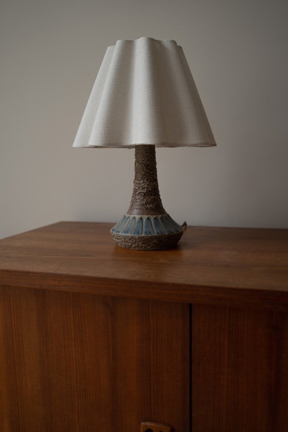 Image 1 of Danish ceramic table lamp beige/blue