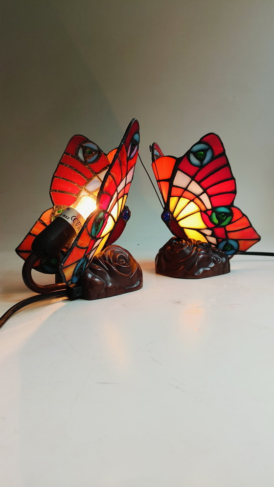 Image 1 of Mabrilux stained glass tiffany style butterfly lamp belgium
