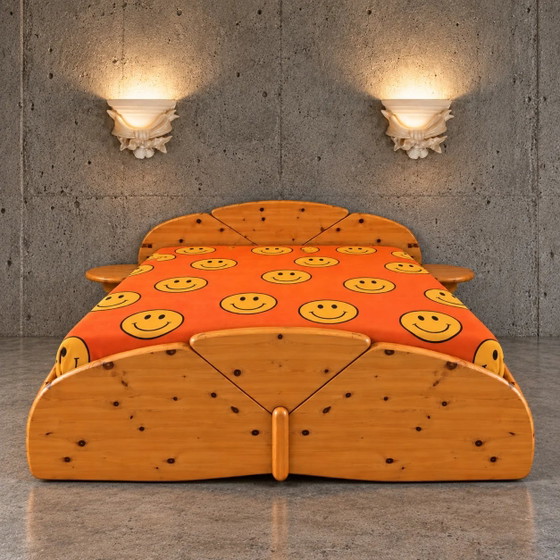 Doppelbett aus massivem Kiefernholz / 1980er Jahre – Matratzen und Lattenroste (photo 2 of 6)