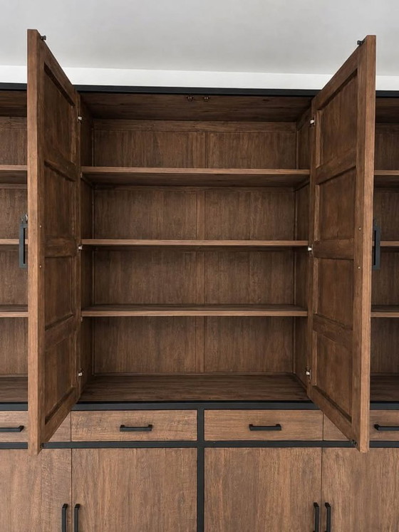 Beautiful solid cabinet made of recycled Java teak with a metal frame – Wood (photo 3 of 7)