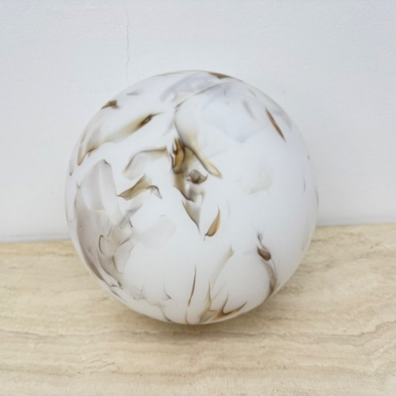 Image 1 of Vintage glass table lamp marble decor , 1970s 