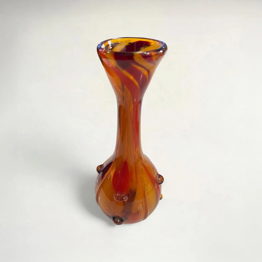 Vintage Aseda Vase | Schwedisches Glas der 1960er Jahre | Orange-Braun | Mundgeblasen