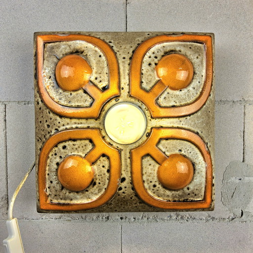 Vintage ceramic orange (60s/70s) fat lava wall lamp (West Germany) ceiling lamp