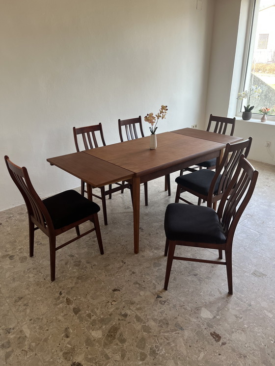 Image 1 of 6x Originele "Farstrup Møbelfabrik jaren 60" Eetkamerstoel Mahonie Denemarken!!