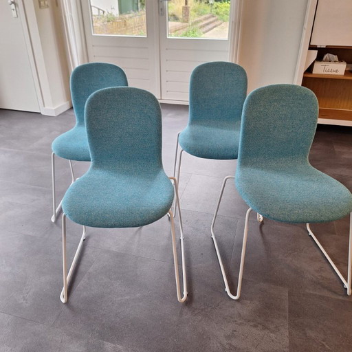 8x cappelinni tate stühle stoff blau/weiss gemischt