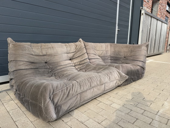 100% Authentic Ligne Roset Togo 2-seater & Corner Diagonal Striped Fabric – Modular sofas, Textile (photo 4 of 15)