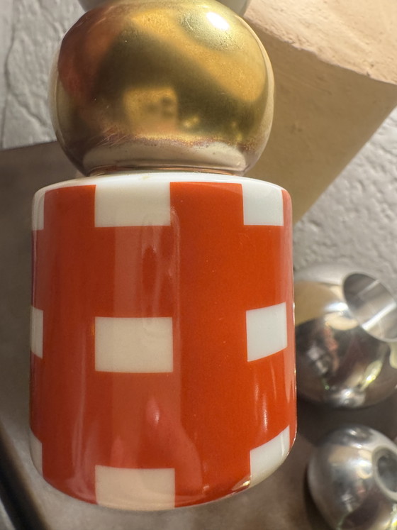 Image 1 of Bernardaud Capri rode en gouden kandelaar