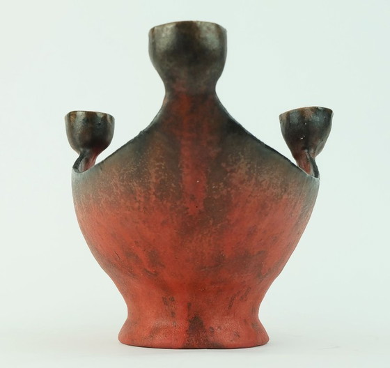 Image 1 of outstanding danish modern ceramic bowl with candle holders conny walther denmark 1960s 70s danish studio pottery