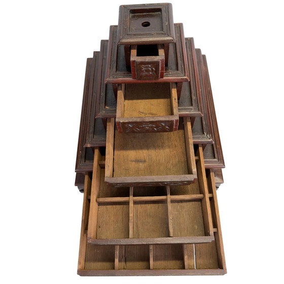 Mobiletto Medico Giapponese in Legno Kusuri Tansu con Scomparti – Armadi a muro, Wood, Klassiek (photo 9 of 9)