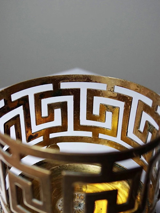 Antique pink opaline and gilded brass cup holder/candle holder, 19th century, Crystal, Glass (photo 12 of 14)