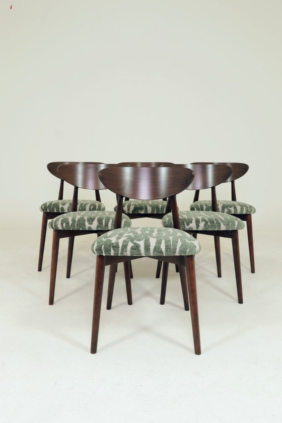 Image 1 of Juego moderno de 6 sillas de comedor con tapicería de jacquard estampado.