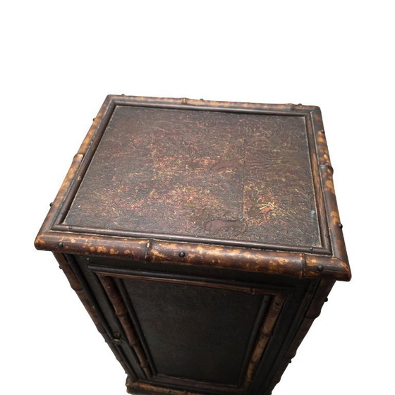 Image 1 of Antico comodino in bambù tartarugato, fine XIX secolo