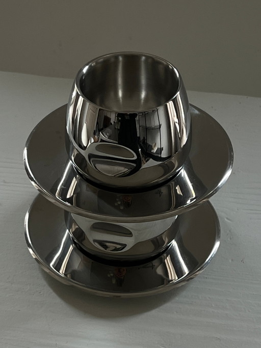 AMC Art Design metalen koffiekop met schotel – Prijs per kop & schotel