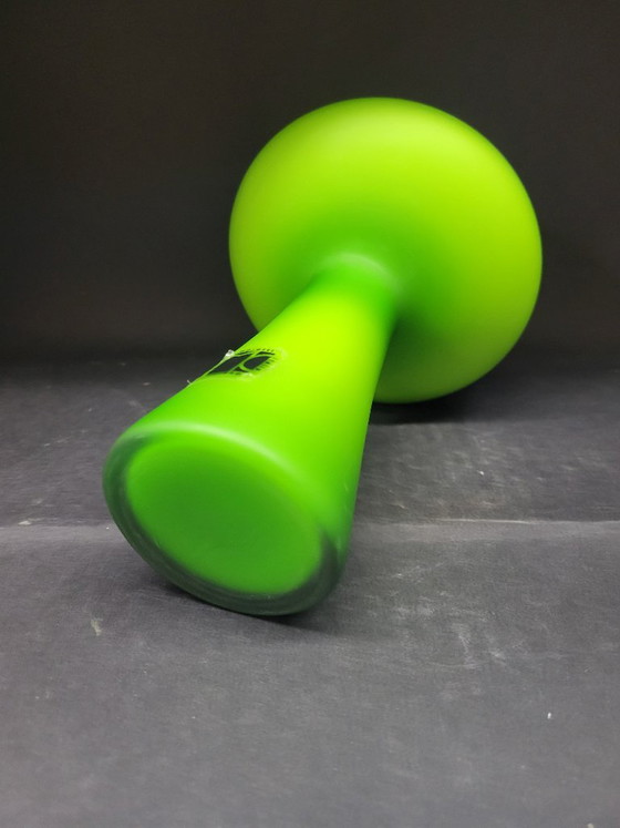 Carlo Moretti Murano vaas, limoengroen glas, Vazen, Murano Glas, Italian Design (foto 4 van 5)