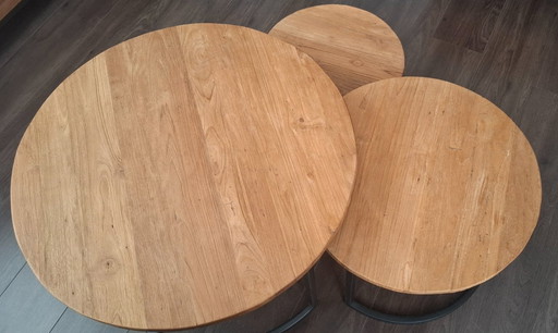 3 teak tables