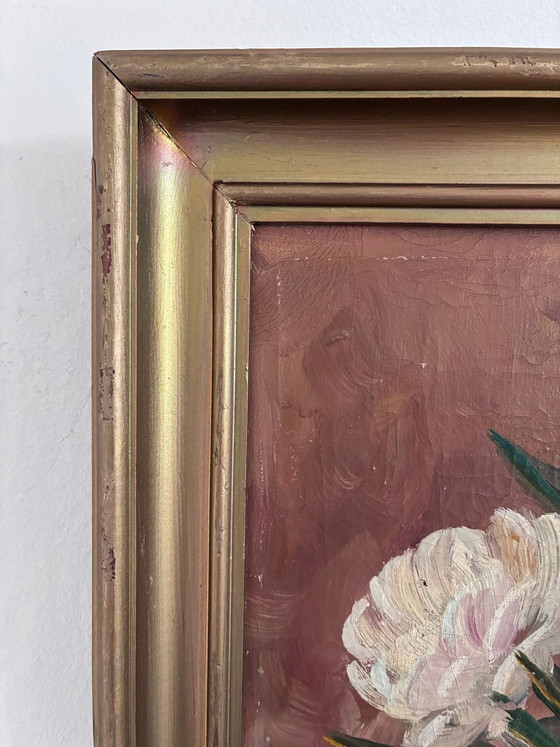 Image 1 of Vintage original floral oil painting, Signed flower art