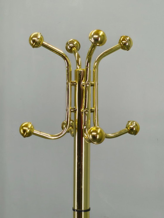 Image 1 of Appendiabiti italiano in ottone placcato con base in marmo, anni '70