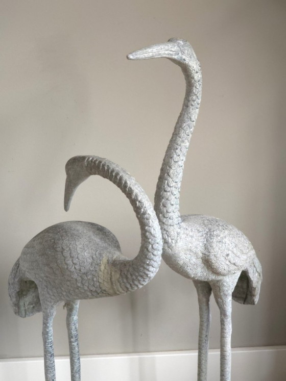 Pair of Monumental Antique Zinc Garden Birds (96 cm) – Art Deco – Sculpture, Metal (photo 6 of 10)