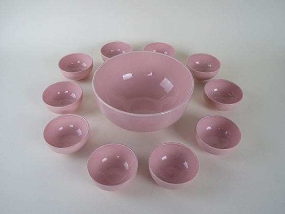 Image 1 of Set di ciotole in ceramica rosa, design francese, anni '80, prodotte in Francia