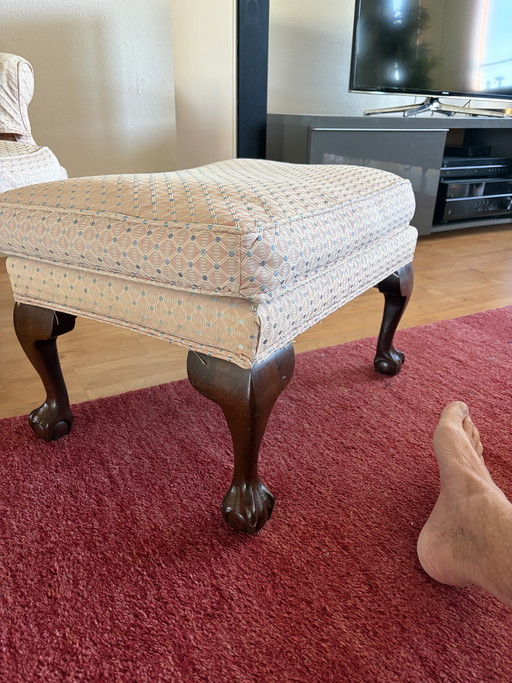 English wingchair with ottoman