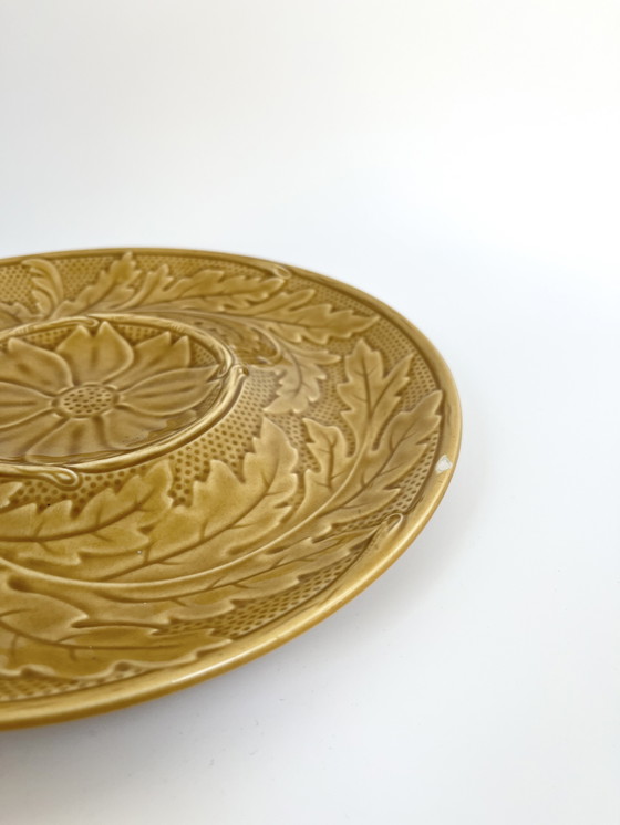 Image 1 of Set aus 5 Gien Artischockentellern – Gelbgold – Frankreich, 1960er–70er Jahre