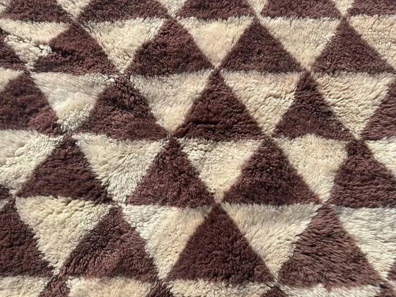 Tappeto berbero marocchino molto grande crema e bordeaux 450x300 cm con motivo triangolare. – Tappeti, Lana (photo 5 of 11)