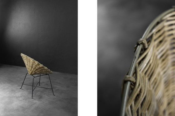 Image 1 of Fauteuil rond en bambou tressé Vintage Mid Century German Modern, 1960s