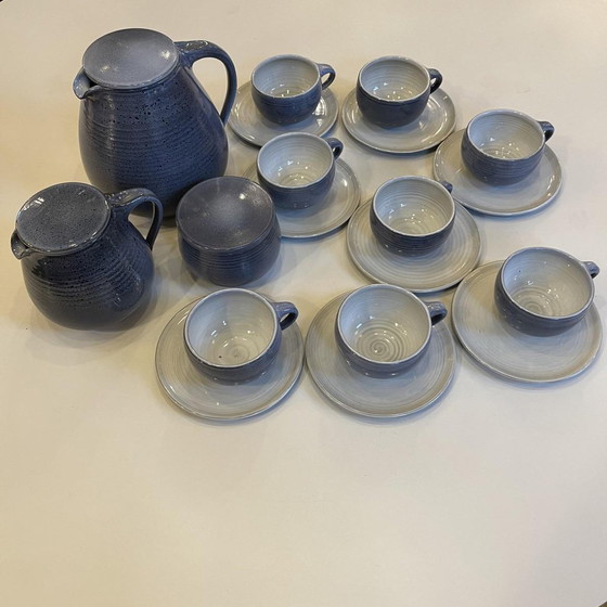 Blue Glazed Ceramic Coffee Service by Bernard Thiran, 1970s, Set of 17 – Crockery, Design (photo 3 of 14)
