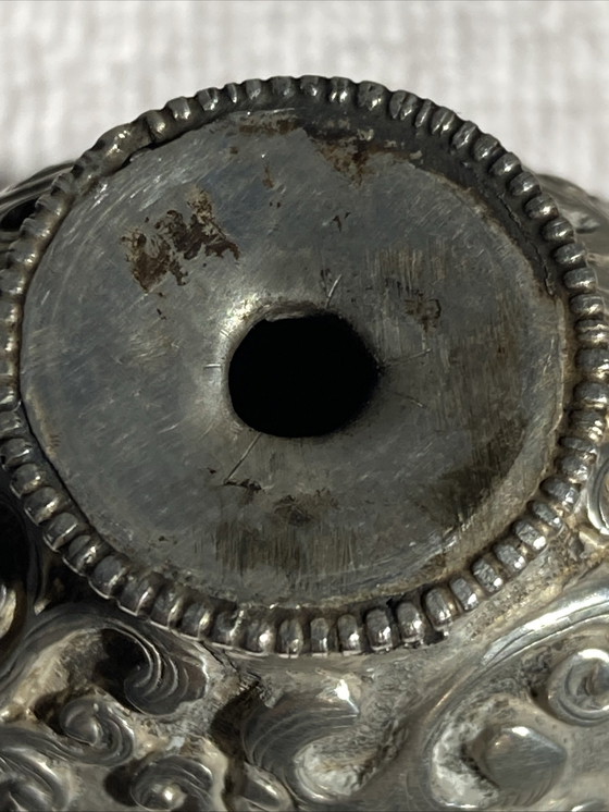 Image 1 of Flacon Khlôl tabatière à priser en argent et capuchon turquoise 