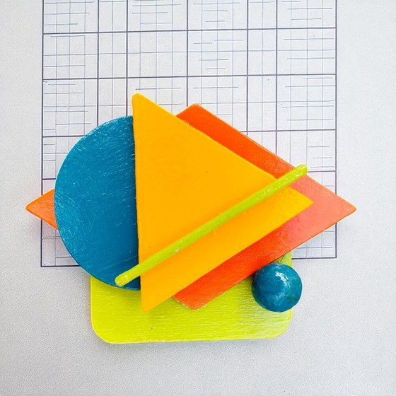 Image 1 of Broche en bois géométrique abstraite Art Déco faite à la main