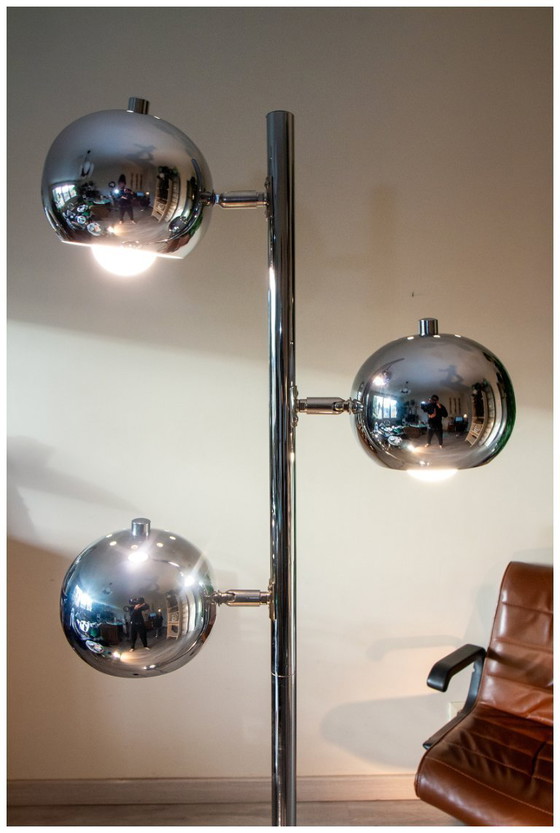 Image 1 of Lampadaire Space Age Eye Ball, Acier Chromé