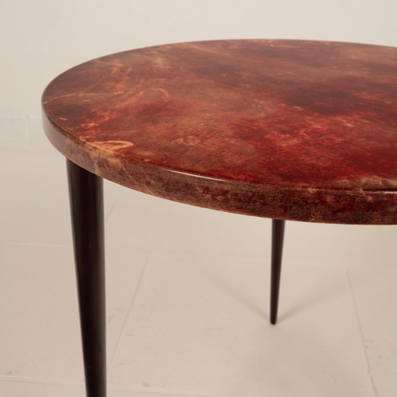 Table basse Aldo Tura en parchemin, Mod. 826, peau de chèvre teinte à la main, Italie, 1950 – Tables basses (photo 13 of 27)