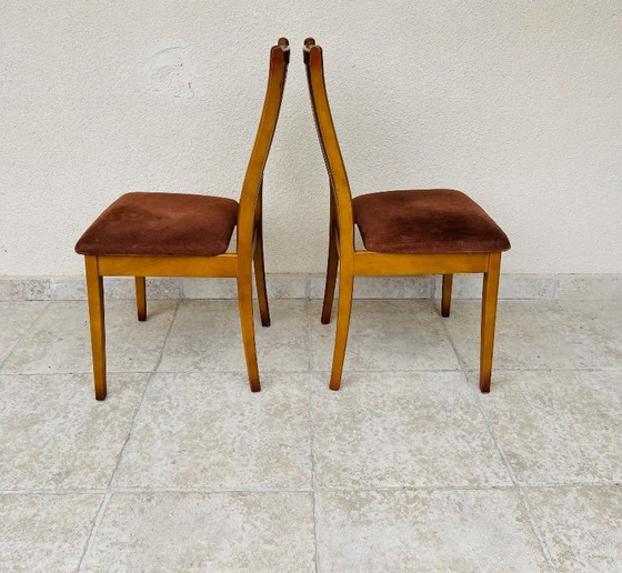 Image 1 of Paire de chaises vintage en bois et velours, 1970
