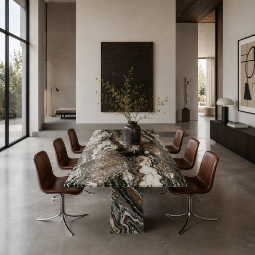 Grote Cipollino Ondulato Marmeren Eetkamertafel Italiaans Design