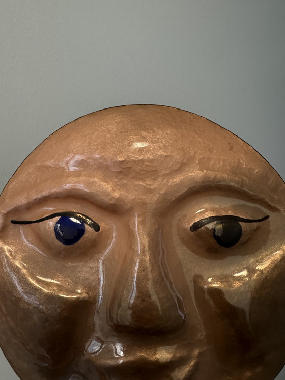 Image 1 of Repoussé and enameled brass sculpture from the 1960s