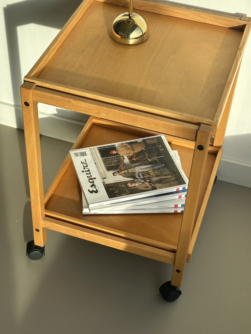 Hyllinge Møbler Trolley Side Table Vintage Danish Roller Table