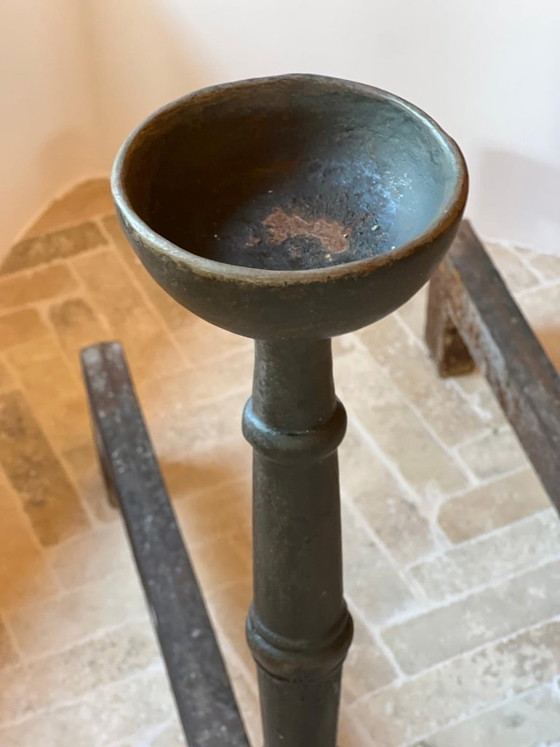 Image 1 of Pair of cast iron andirons, 19th century