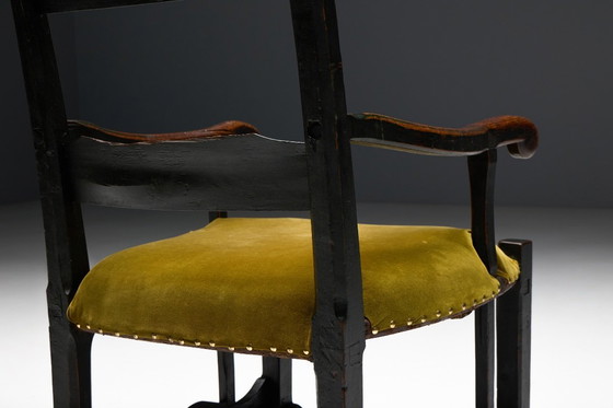 Image 1 of Rustic Folk Art Armchair, France, 19th Century