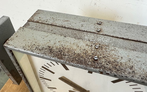 Image 1 of Industrial Square Double Sided Factory Wall Clock from Pragotron, 1970s