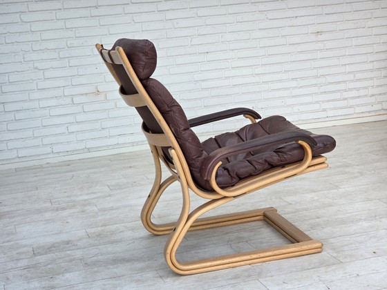 1970er, Dänischer Sessel von Georg Thams, Möbelleder, Bugholz. – Wood (photo 14 of 23)