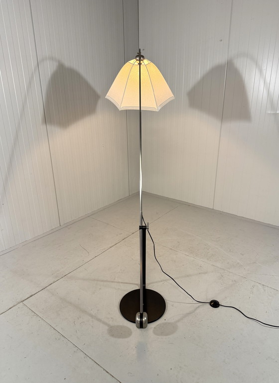 Image 1 of Fishing Rod Floor Lamp with Umbrella Lampshade 1970-80's