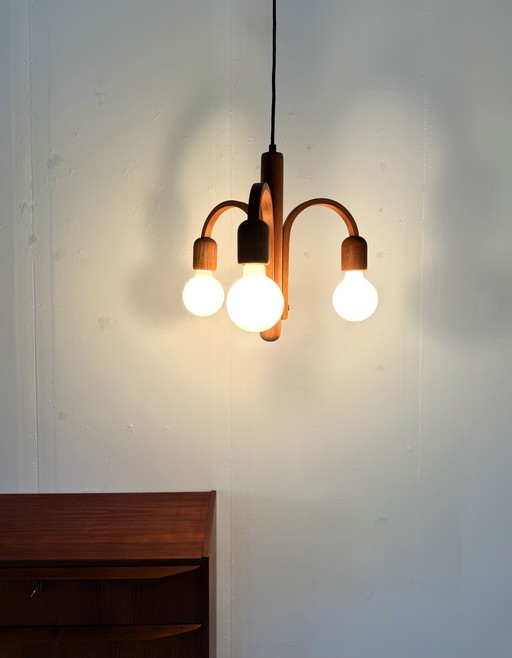 Vintage teakhouten hanglamp ‘Candela’, Domus ‘80