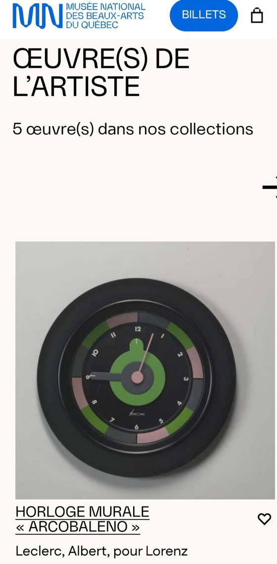 Image 1 of Arcobaleno-Uhr von Albert Leclerc für Lorenz, 1969